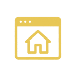 Expert WordPress Services in the USA – Design, Maintenance & Security 4 Gold website icon with house symbol inside browser window shape and three dots in upper-left corner.