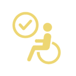 Expert WordPress Services in the USA – Design, Maintenance & Security 7 Golden glowing wheelchair accessibility symbol with a checkmark in a circle.