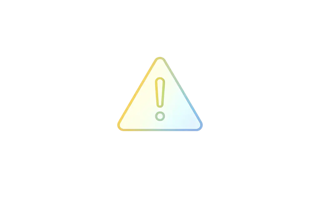Caution symbol: A white triangle with an exclamation point, color gradient on edges.