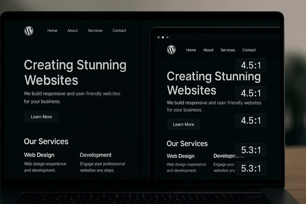 Laptop displaying a website mockup with the headline 'Creating Stunning Websites'.