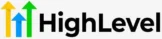 HighLevel logo with yellow, blue, and green upward-pointing arrows.