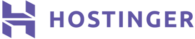 Hostinger logo: stylized "H" with the company name in purple against a black background.