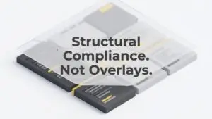 A cracked glass overlay with text Structural Compliance no overlays