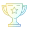 Stylized trophy with a star, representing achievement or victory.