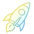 Stylized rocket ship launching