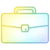 Stylized briefcase icon with a rainbow gradient and a leaf detail on the clasp.